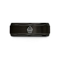 unique present for couples – black & rose gold tungsten cupcake wedding band