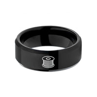 presents for close friends – black tungsten filament spool wedding band