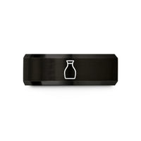 personalized rings for couples – black tungsten soy sauce bottle wedding band