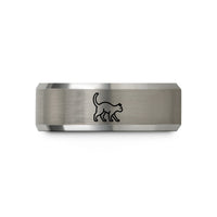 personalized jewelry for women – black & gray tungsten arched back cat wedding band