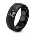 Arched Back Cat – Tungsten Wedding Band, 8 mm, Black Comfort-Fit Unisex