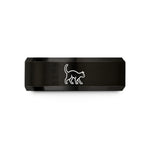 best friend jewelry presents – black tungsten arched back cat wedding band