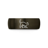 unique presents for her – gunmetal & black tungsten arched back cat wedding band