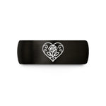 personalized jewelry for women – black & rose gold tungsten filigree heart rose wedding band