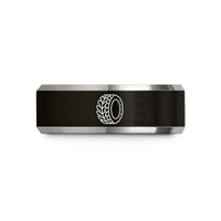 custom ring present ideas – black & silver tungsten knobby tire tread wedding band