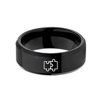 female friend birthday present – black tungsten puzzle pieces wedding band