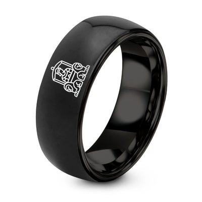 The Chariot – Tungsten Wedding Band, 8 mm, Black Comfort-Fit Unisex