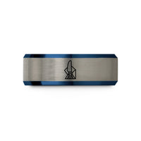 custom jewelry for friends – blue & silver tungsten turbine blade wedding band