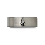 custom jewelry for friends – blue & grey tungsten turbine blade wedding band