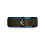 best friend present ideas – gunmetal & blue tungsten turbine blade wedding band