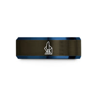 best friend present ideas – gunmetal & blue tungsten turbine blade wedding band