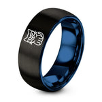 Gifts for Friends for Christmas – black & blue tungsten cat glasses ring
