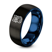 Gifts for Friends for Christmas – black & blue tungsten cat glasses ring