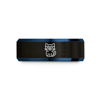 special Christmas presents – black & blue tungsten cat glasses wedding band