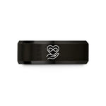 unique Christmas present ideas – black & rose gold tungsten hand heart infinity wedding band