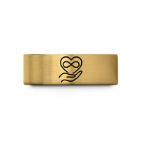 personalized presents for pals – gold tungsten hand heart infinity wedding band