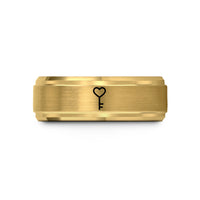 special presents for mom – gold tungsten key heart wedding band