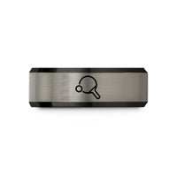 unique presents for her – black & blue & grey tungsten tennis paddle wedding band