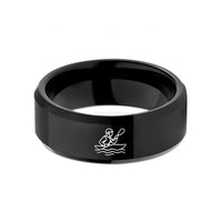 special presents for women – black tungsten whitewater kayaker wedding band