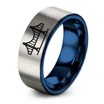 women's tungsten carbide ring – blue & gray tungsten akashi kaiky bridge ring
