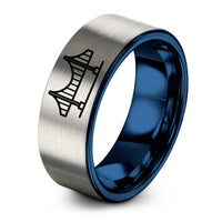women's tungsten carbide ring – blue & gray tungsten akashi kaiky bridge ring
