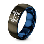 Gifts for Friends Women – gunmetal & blue tungsten akashi kaiky bridge ring