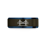 custom engraved rings her – gunmetal & blue tungsten akashi kaiky bridge wedding band