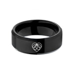special presents for her – black tungsten epicycloid cardioid wedding band