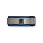 unique presents for her – black & blue & gray tungsten football end wedding band