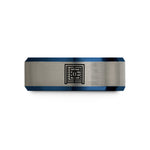 personalized jewelry for friends – black & blue & grey tungsten football end wedding band
