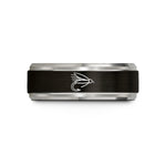 unique present for her – black & blue & grey tungsten muddler minnow wedding band