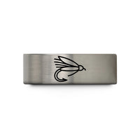 personalized jewelry for her – blue & silver tungsten muddler minnow wedding band