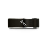 silver rings friendship band – black & gray tungsten ratchet wedding band
