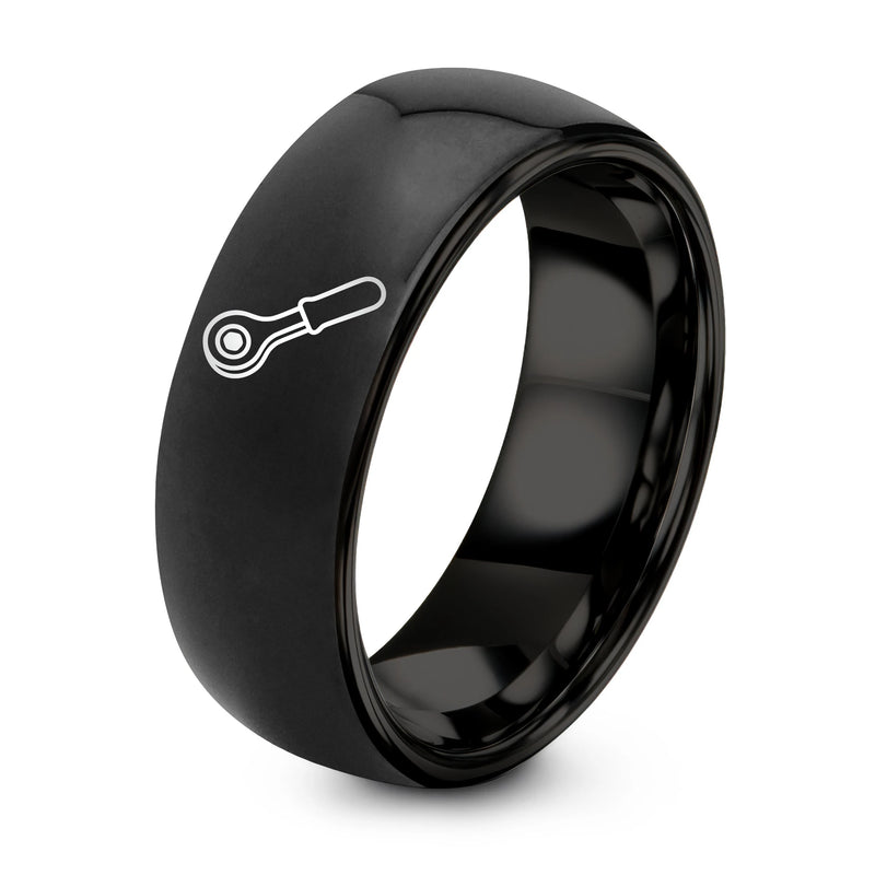 Ratchet – Tungsten Wedding Band, 8 mm, Black Comfort-Fit Unisex