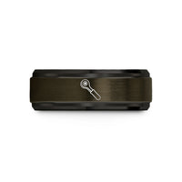 engraved rings for her – gunmetal & black tungsten ratchet wedding band
