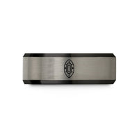 personalized present ideas – black & grey tungsten packraft top view wedding band