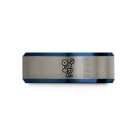 rings for her birthday – black & blue & silver tungsten back squat wedding band