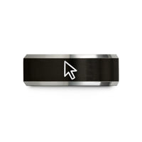 wedding bands for her – black & gray tungsten cursor arrow wedding band