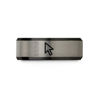 wedding bands for her – black & gray tungsten cursor arrow wedding band