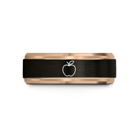 personalized graduation presents – black & rose gold tungsten apple wedding band