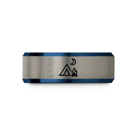 high school graduation presents – blue & grey tungsten campsite fire wedding band