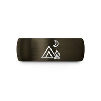 personalized graduation presents – gunmetal & blue tungsten campsite fire wedding band