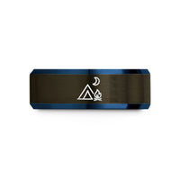 personalized graduation presents – gunmetal & blue tungsten campsite fire wedding band