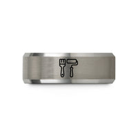 unique graduation presents – black & silver tungsten painter brush roller wedding band
