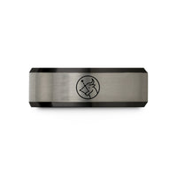 best presents for graduates – black & blue & gray tungsten taurus constellation wedding band