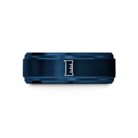 custom engraved rings for women – blue tungsten graduated cylinder wedding band