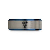 stylish rings for women – black & blue & gray tungsten lobster wedding band