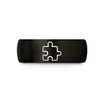 women's yellow gold ring – black tungsten puzzle piece wedding band