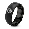 Skull Thorns – Tungsten Wedding Band, 8 mm, Black Comfort-Fit Unisex