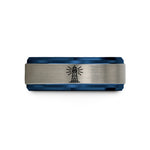 personalized rings for him – black & blue & silver tungsten fanad lighthouse wedding band